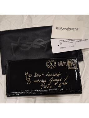 Yves Saint Laurent Black and Gold Wallet
